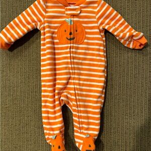 Carter's Orange and White Striped Pumpkin Footie